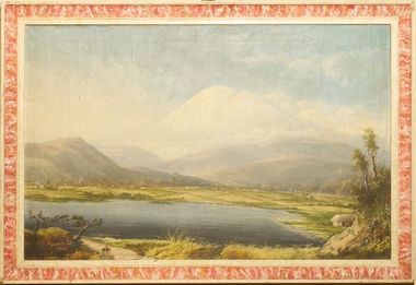 Pair of Oils on Canvas, Mountain Views - South America, in Original Painted Frames, signed Oquendos 1908.