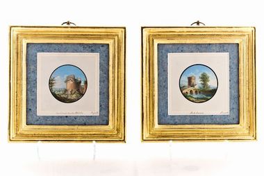 Pair Grand Tour gouaches