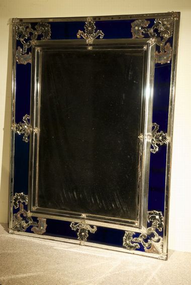 An Imposing Venetian Mirror with Blue glass border Circa 1800