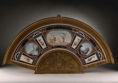 A Pair of Neo-Classical fan shaped Pompeian gouache