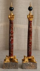 Fine Pair of Late 18th Century,Neo-Classical Agate Columns with Ormolu Capitals
