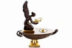French Empire Neo- Classical Bronze and Ormolu Oil Lamp
