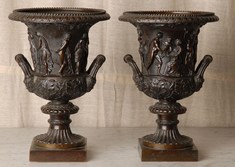 Fine Pair of Early 19th Century Bronze, Neo-Classical, Grand Tour models, of                                                                                                                          the Medici Vase i