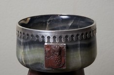 1920's Onyx Silver Mounted Bowl with a Carved Neo-Classical Cameo