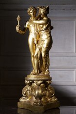 Regency Neo Classical Gilt Plaster Group of Bacchus & Ariadne signed Hopper